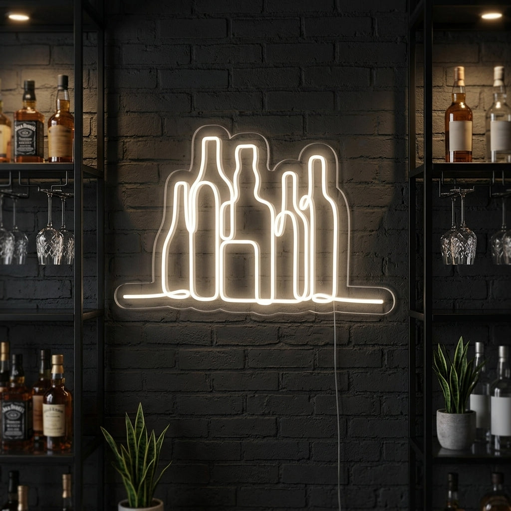 "Groep Flessen, Bar" Neon Verlichting