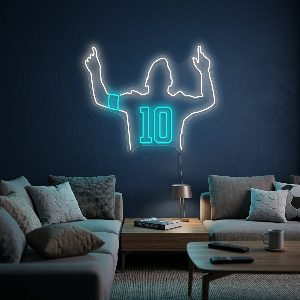 "Beroemde voetballer nummer 10" Neonbord