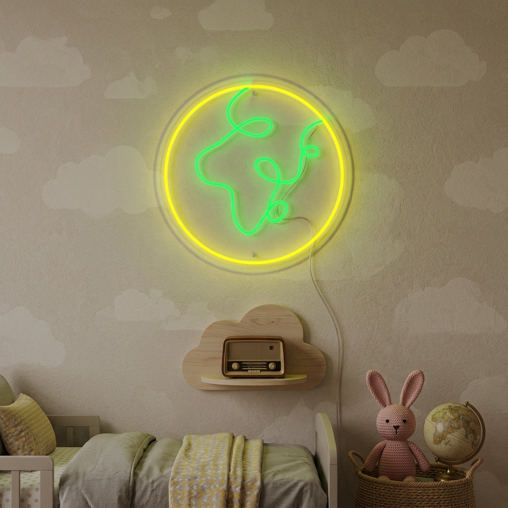 "Planeet En Aarde, Kinderkamer Decor" Neon Verlichting