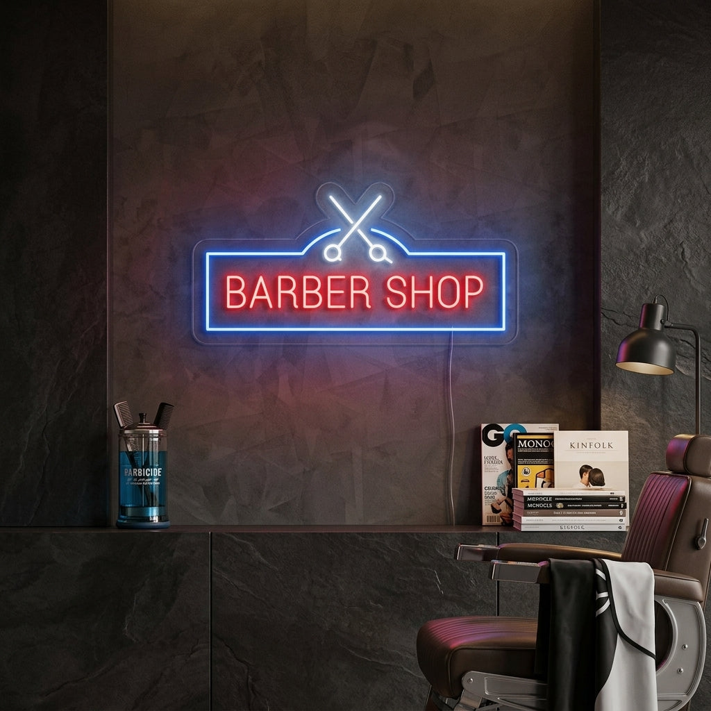 "Barber Shop, Kappersschaar" Neon Verlichting