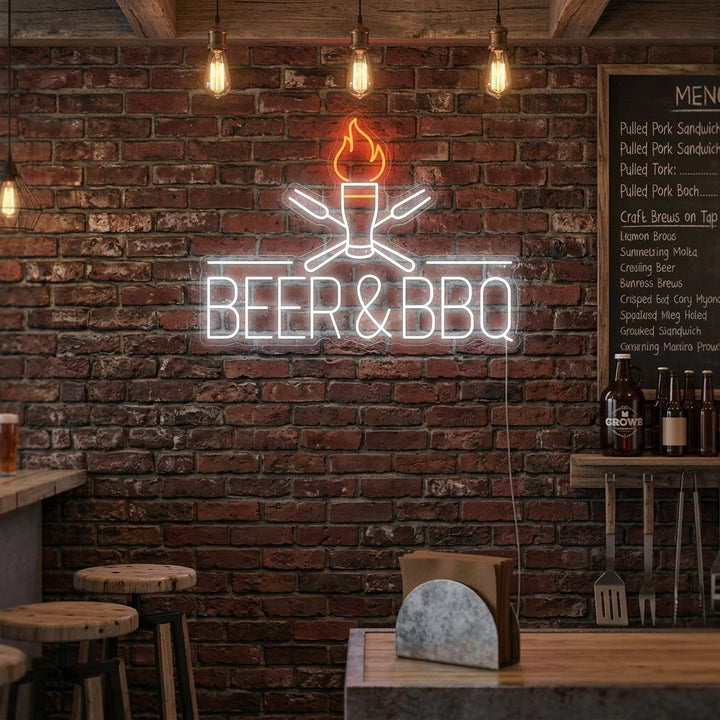 "Beer And BBQ" Neonbord