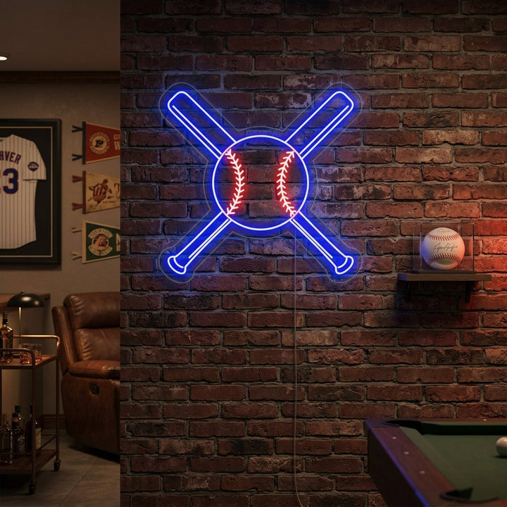 "Honkbal Gekruist Knuppels Met Bal" Neon Verlichting