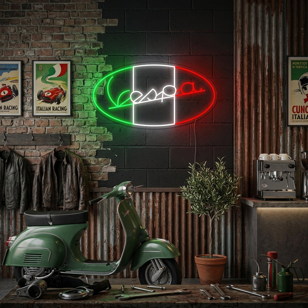 "Vespa Italiaanse Motorfiets Logo" Neon Verlichting