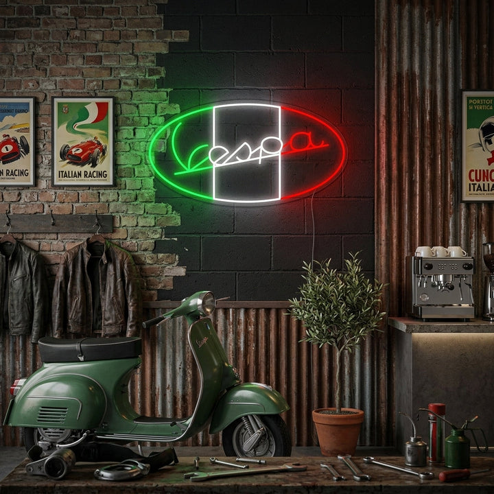 "Vespa Italiaanse Motorfiets Logo" Neon Verlichting