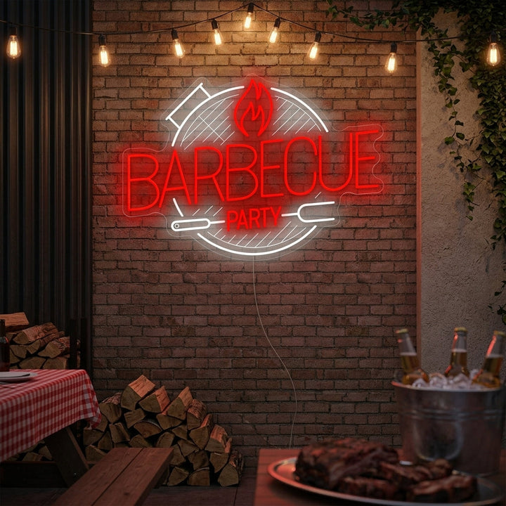 "Barbecue Feest" Neonbord