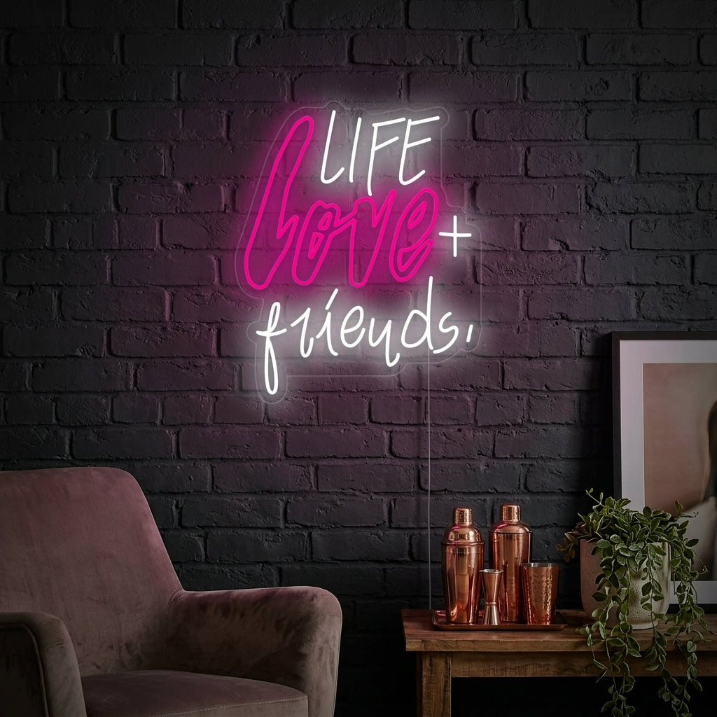 "Life Love Friends" Neon Verlichting