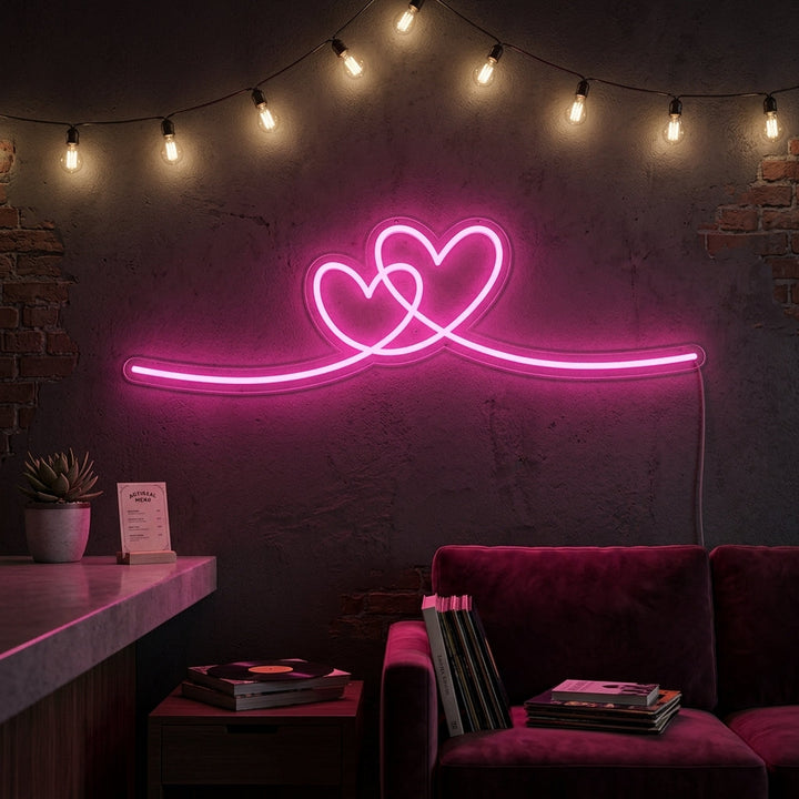 "Dubbel Hart" Neon Verlichting