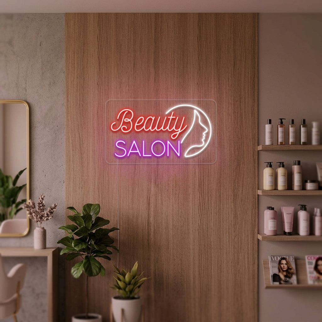 "Beauty Salon, Meisjesgezicht" Neon Verlichting