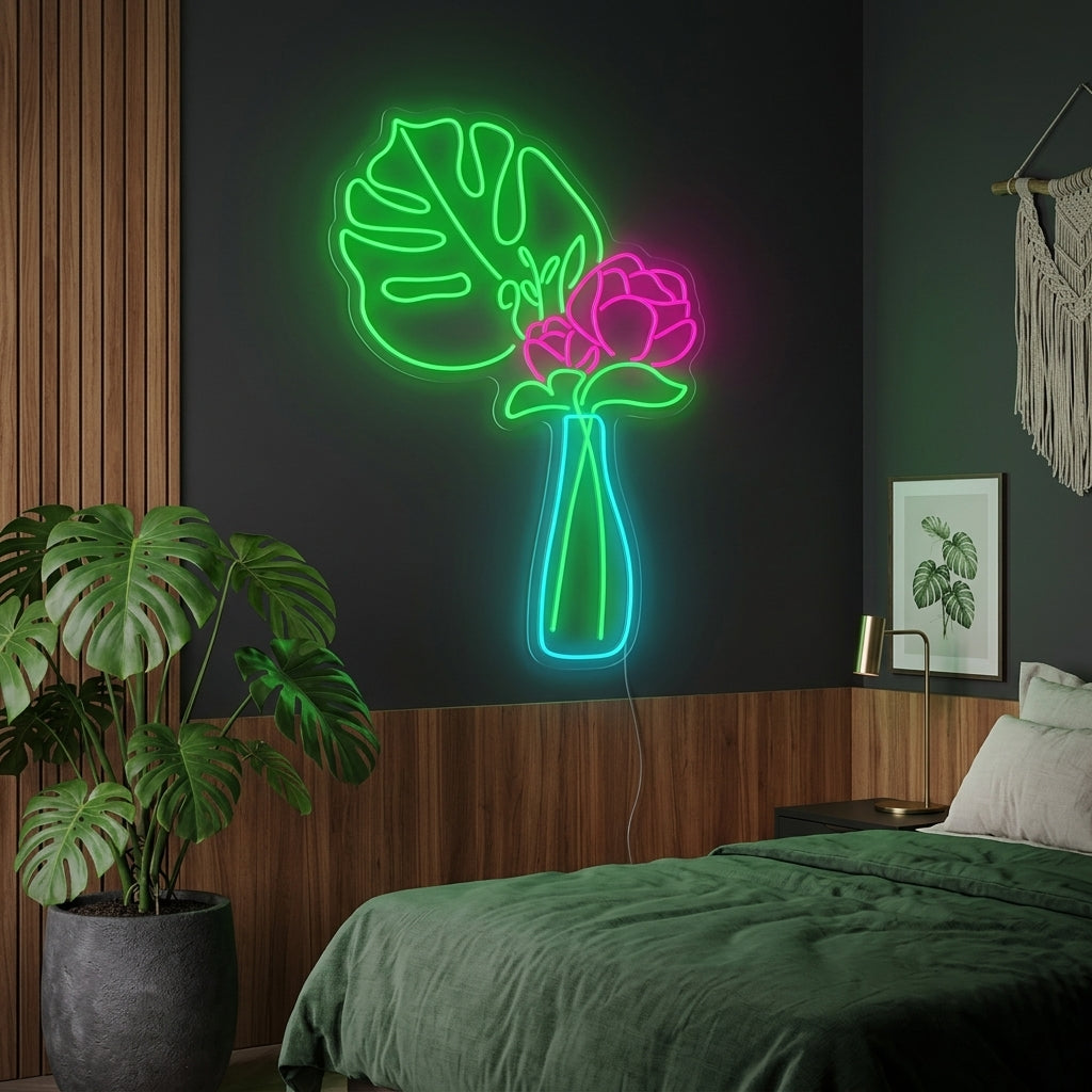 "Bloem in vaas" Neonbord