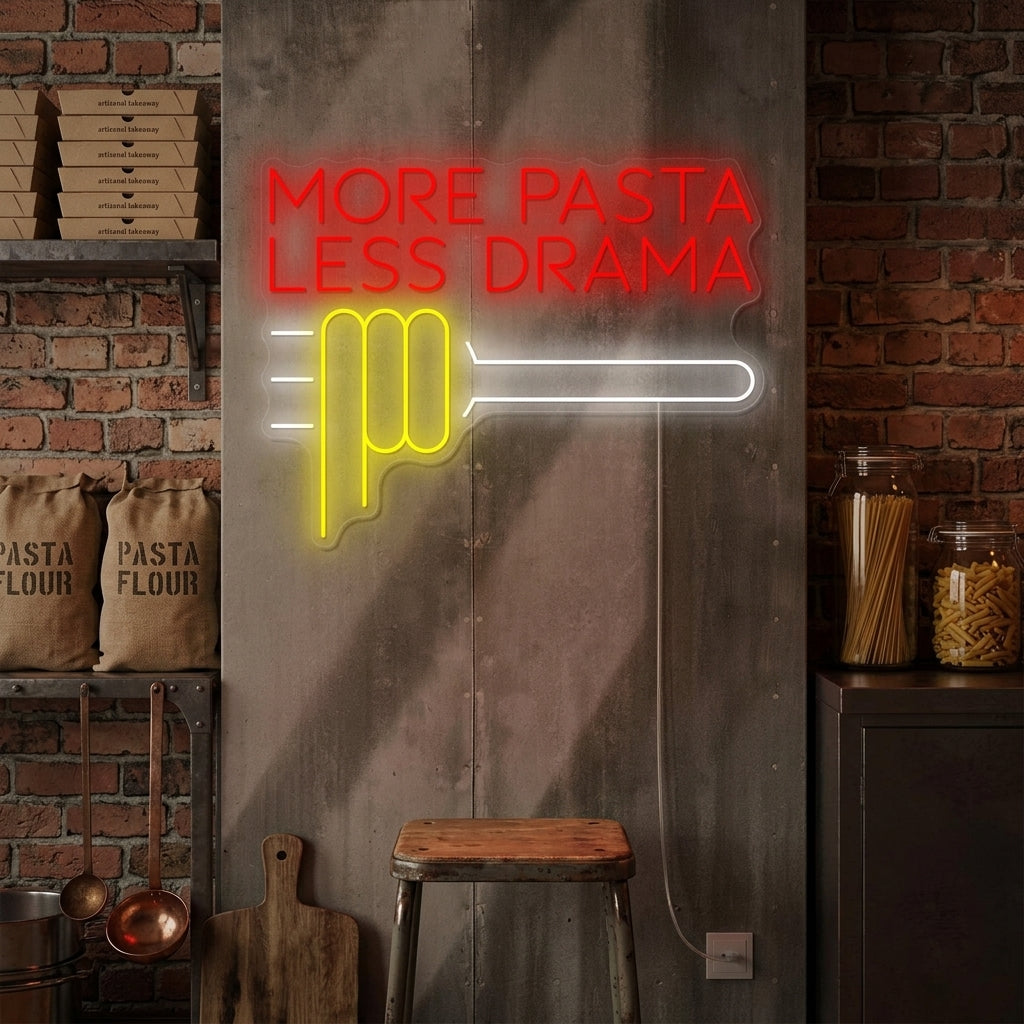 "More Pasta Less Drama" Neonbord