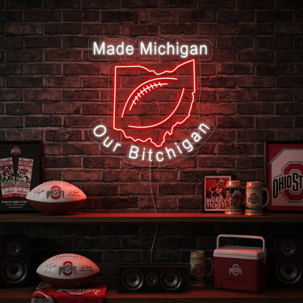 "Make Michigan Our Bichigan, Voetbal" Neon Verlichting