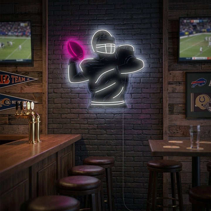 "Abstract silhouet van een Amerikaanse voetbalspeler" Neonbord