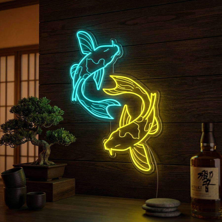 neon koi vissen yin-yang