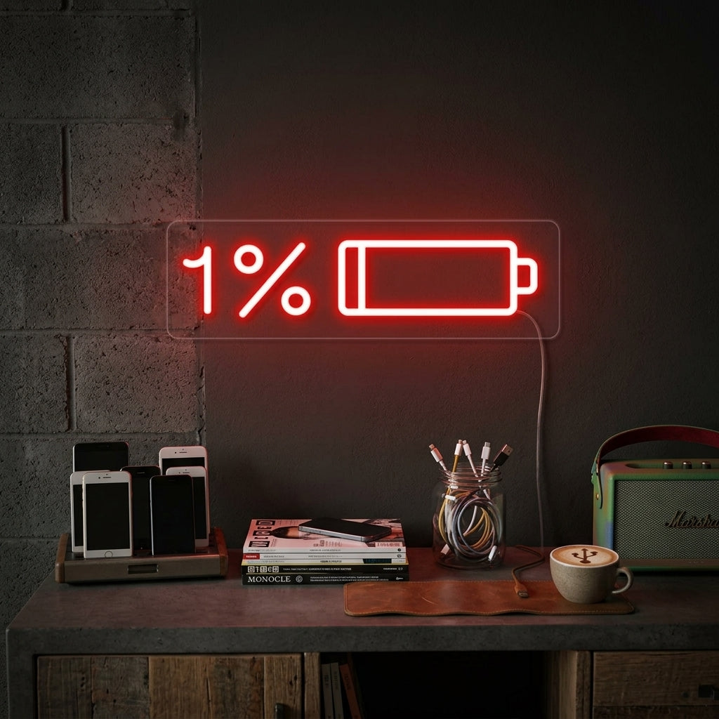 "Batterij Bijna Leeg" Neon Verlichting