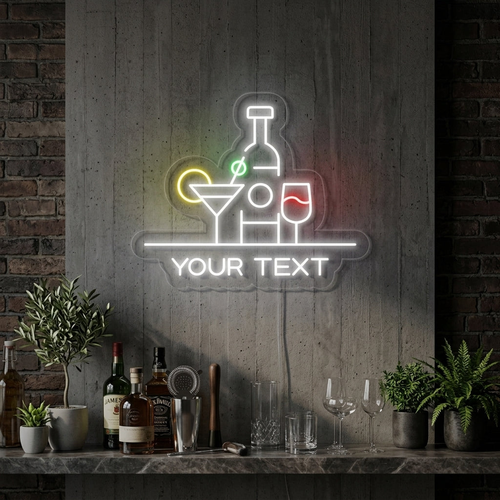 "Flessen, Cocktails, Bar" Neon Verlichting