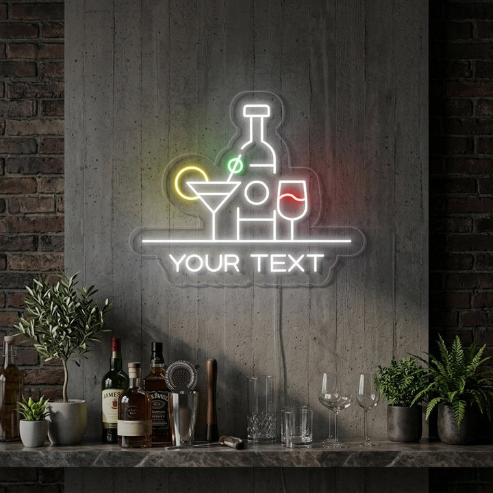 "Flessen, Cocktails, Bar" Neon Verlichting