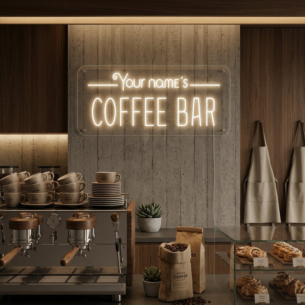 Your Name’s COFFEE BAR witte LED neon tekstbord