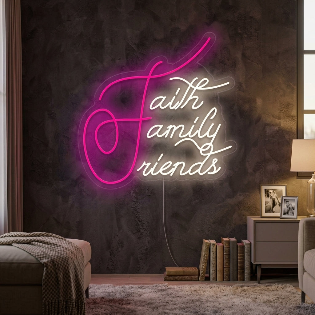 "Faith Family Friends" Neon Verlichting