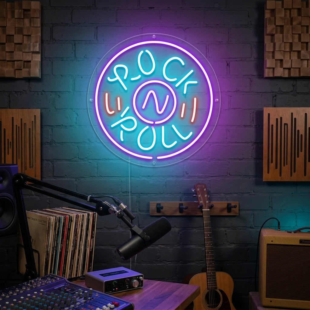 "Rock N Roll, Feest Met Live Muziek" Neon Verlichting