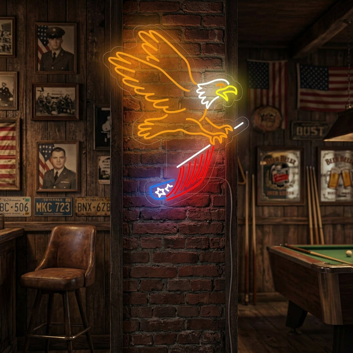 "Adelaar Die De Vlag Van De Vs Vliegt En Draagt" Neon Verlichting