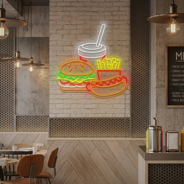"Hotdog en frietjes" Neonbord