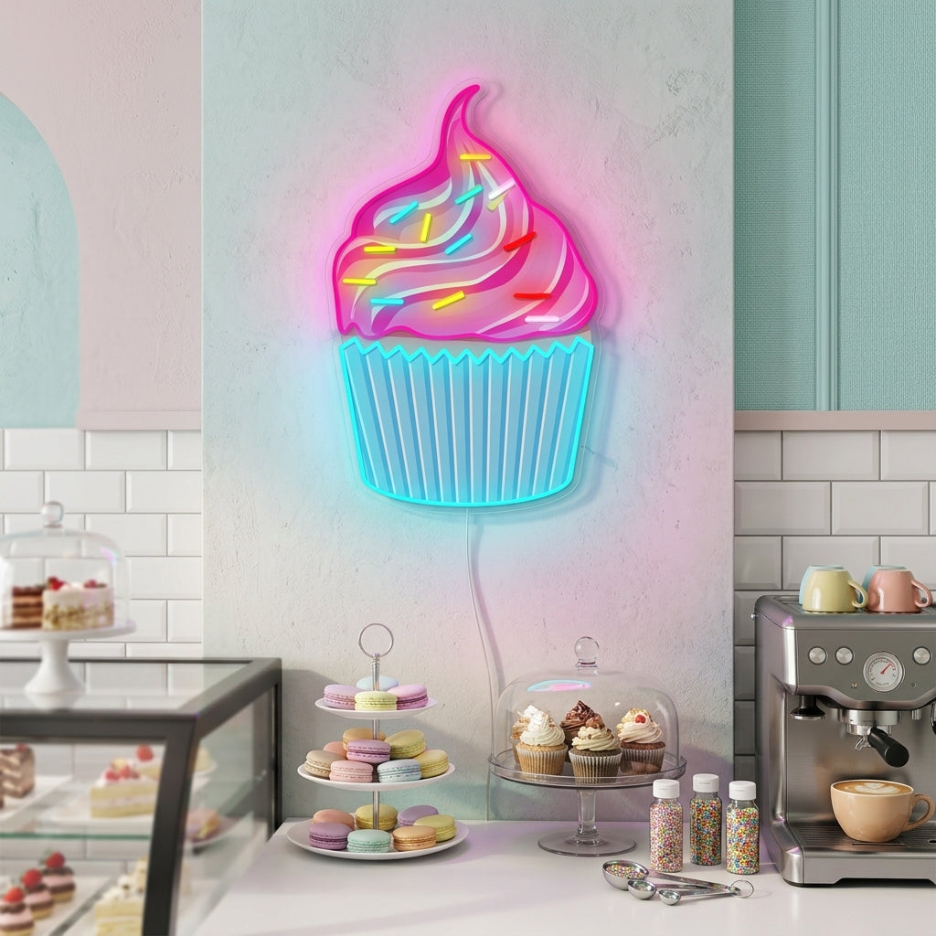 "Cupcake met kleurrijke Sprinkles" Neonbord