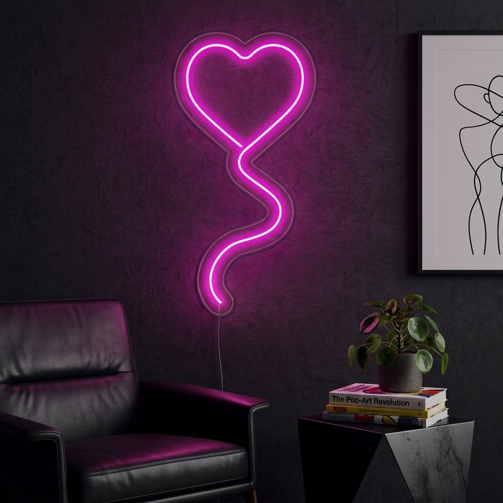 "Roze Hart Ballon" Neon Verlichting
