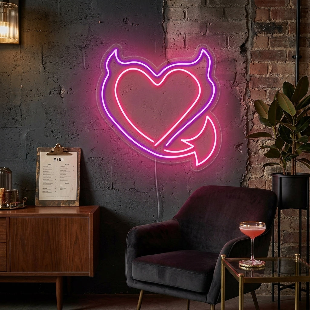 "Duivels Hart" Neon Verlichting