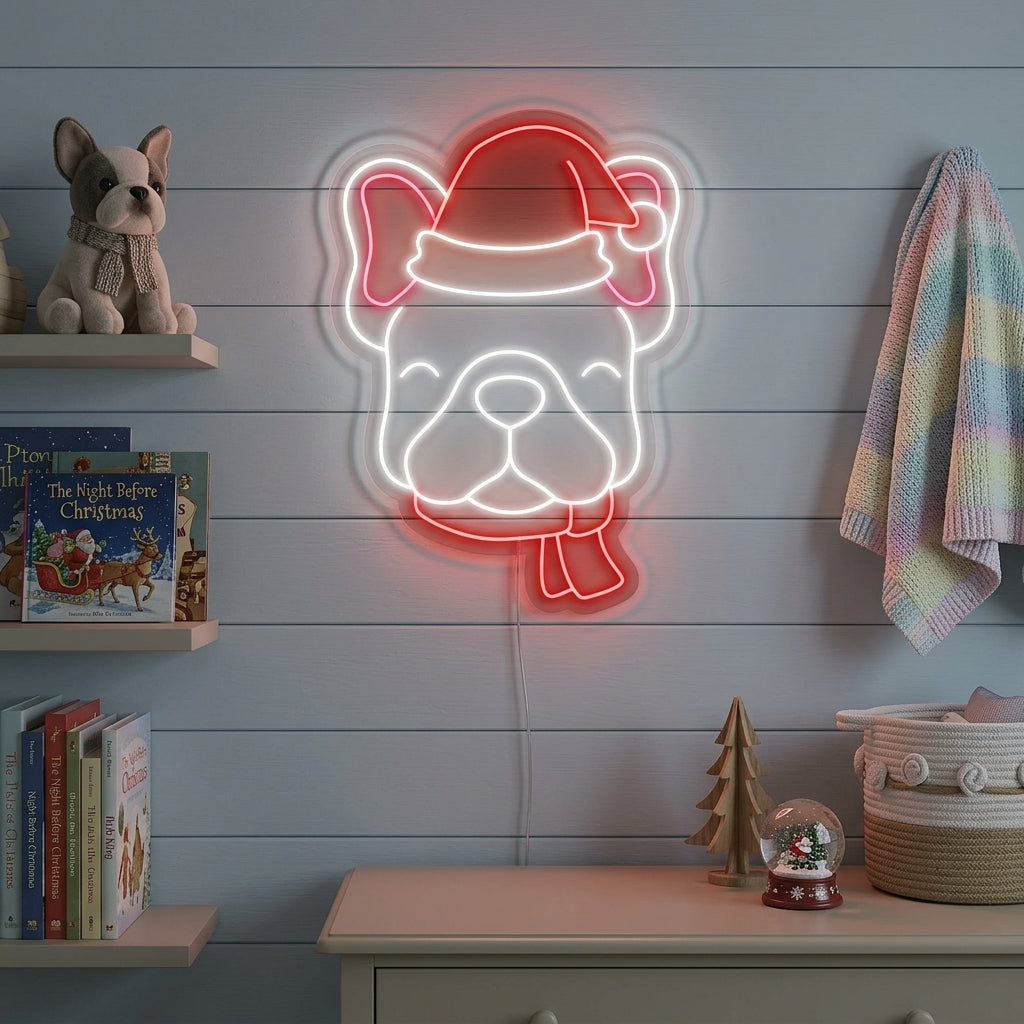 "Buldog, Christmas" Neon Verlichting
