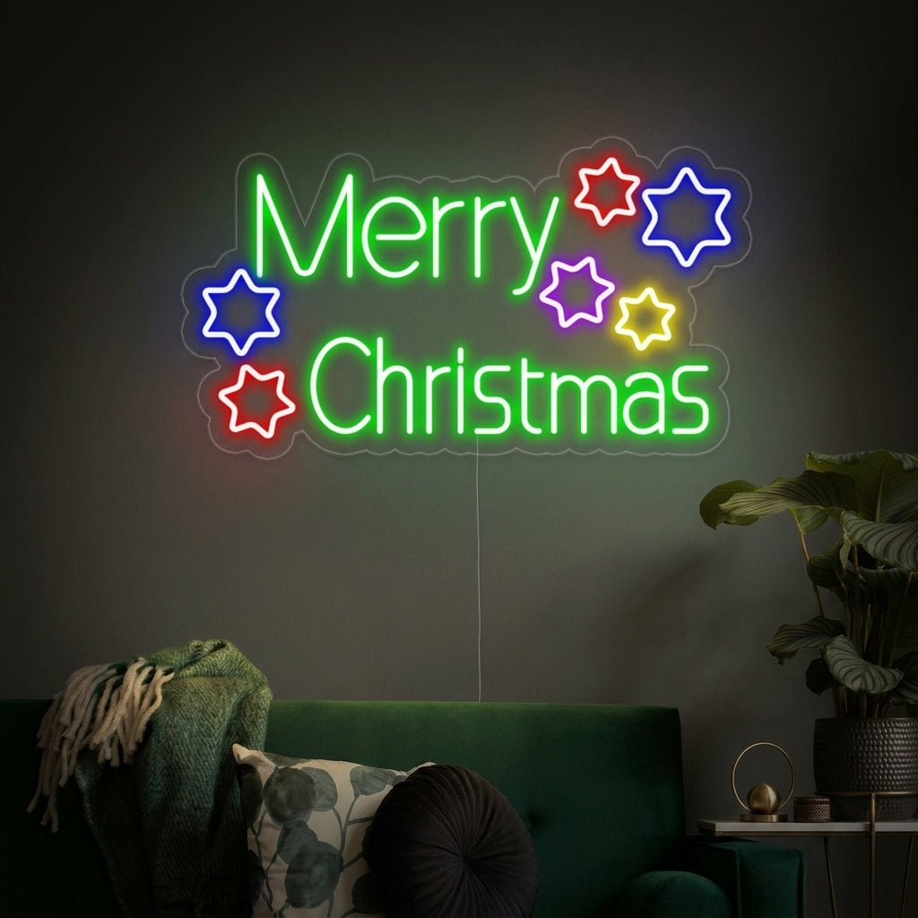 "Sterren, Merry Christmas" Neon Verlichting