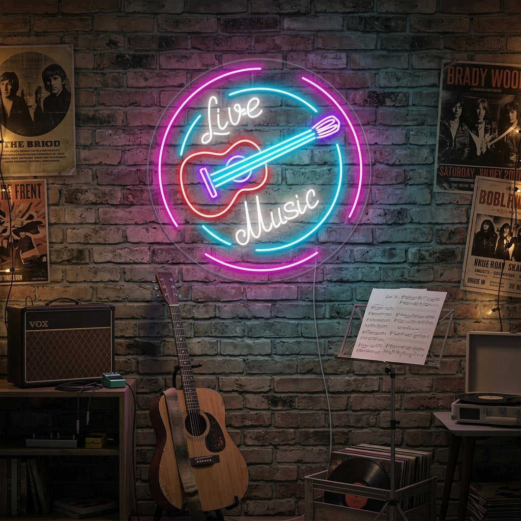 "Live Music, gitaren" Neon Verlichting