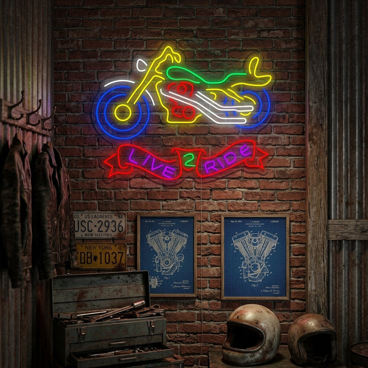 "Live 2 Ride, Motorfiets" Neon Verlichting