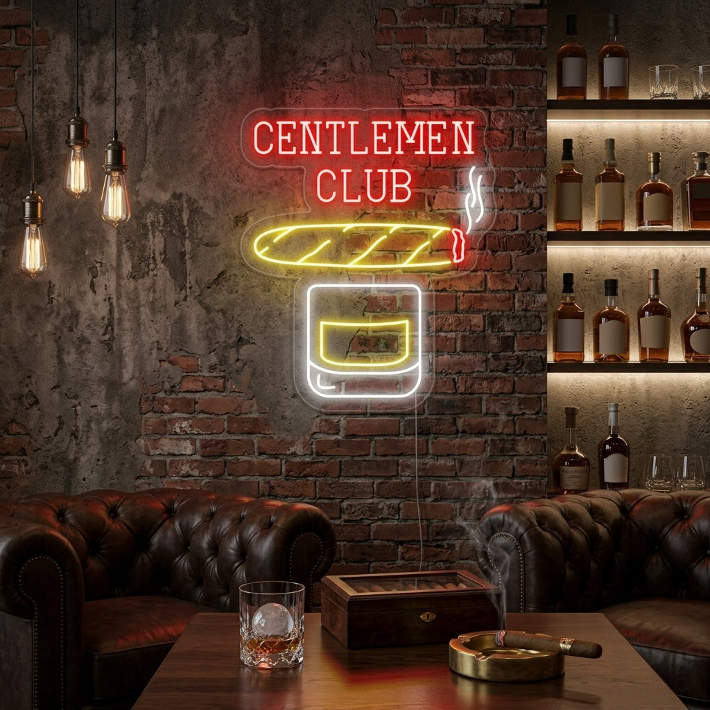 "Gentlemen Club Whisky Sigaren" Neon Verlichting