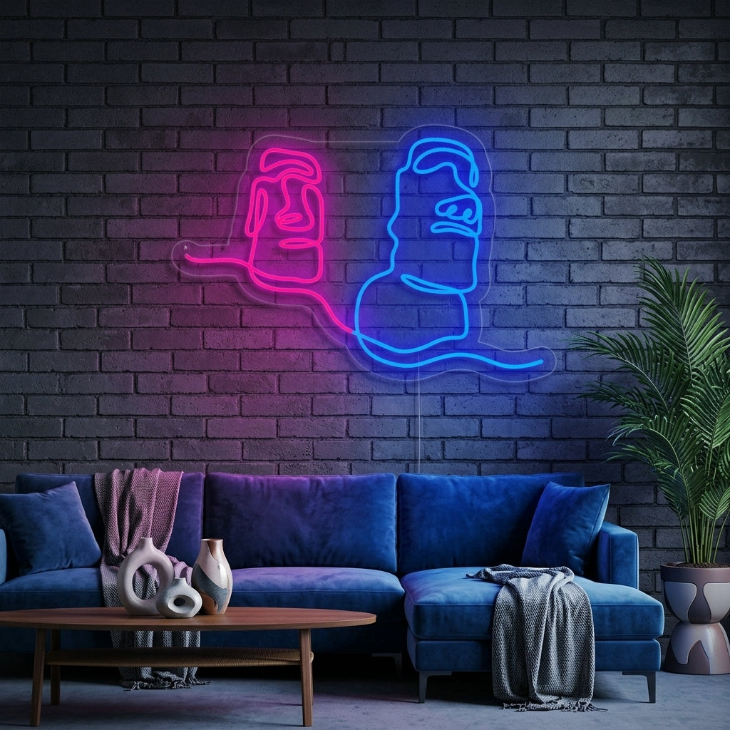"Moai Paaseiland Reuzenstatus Chili" Neon Verlichting