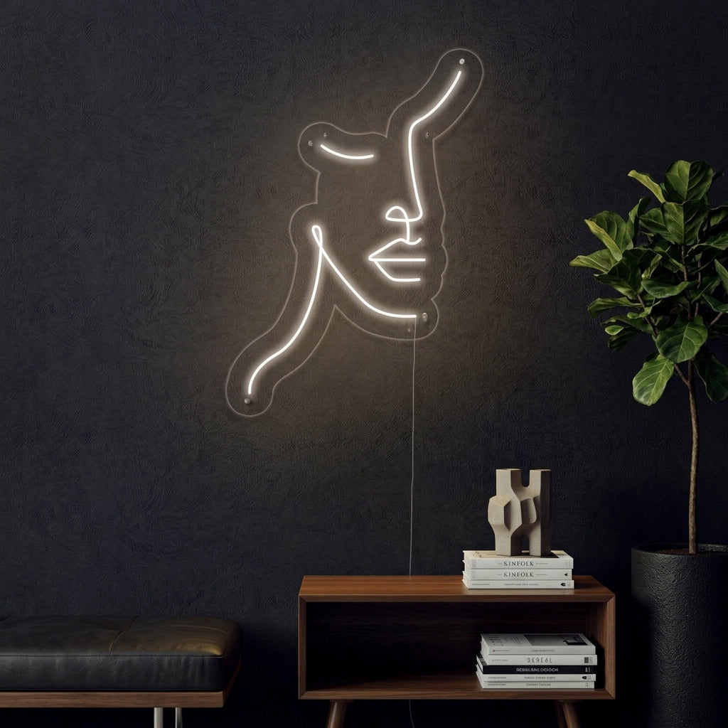 Abstract gezicht LED neon wit