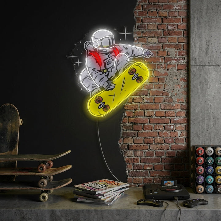 "Astronaut op skateboard" Neonbord