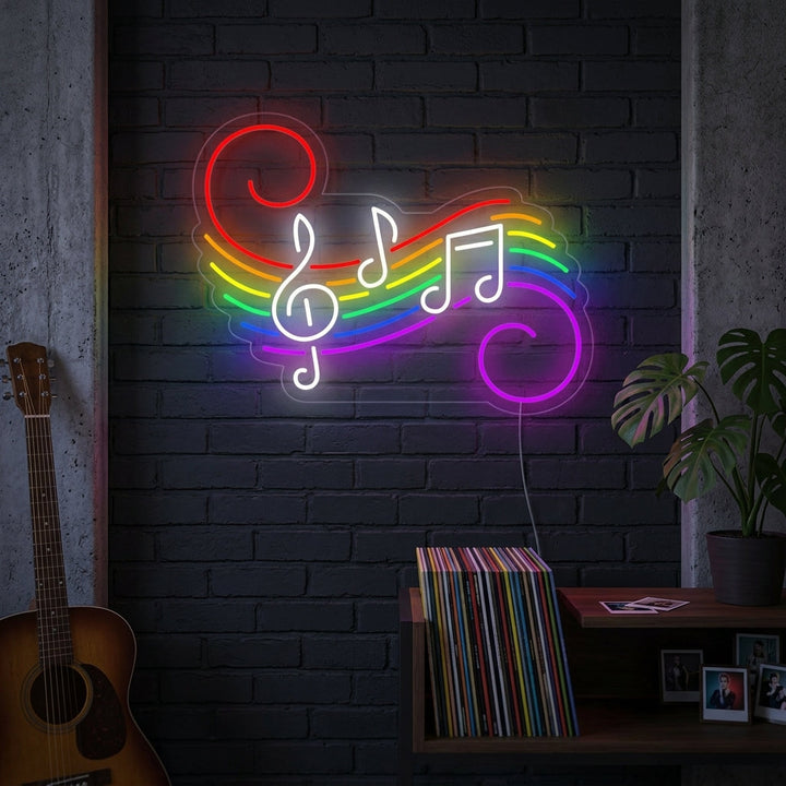 "Regenboogvlag Lgbt-Trots Uniek, Muzieknoten" Neon Verlichting