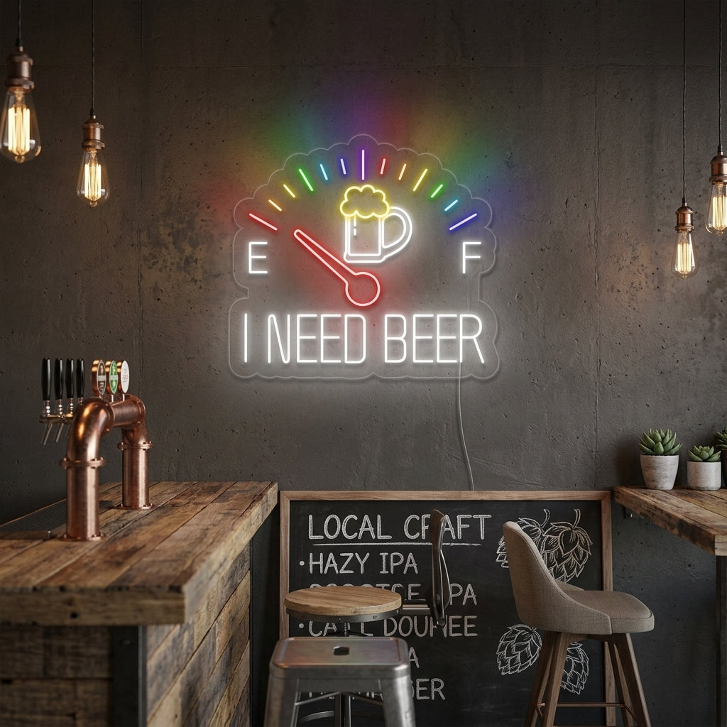 "I Need Beer Klok" Neon Verlichting