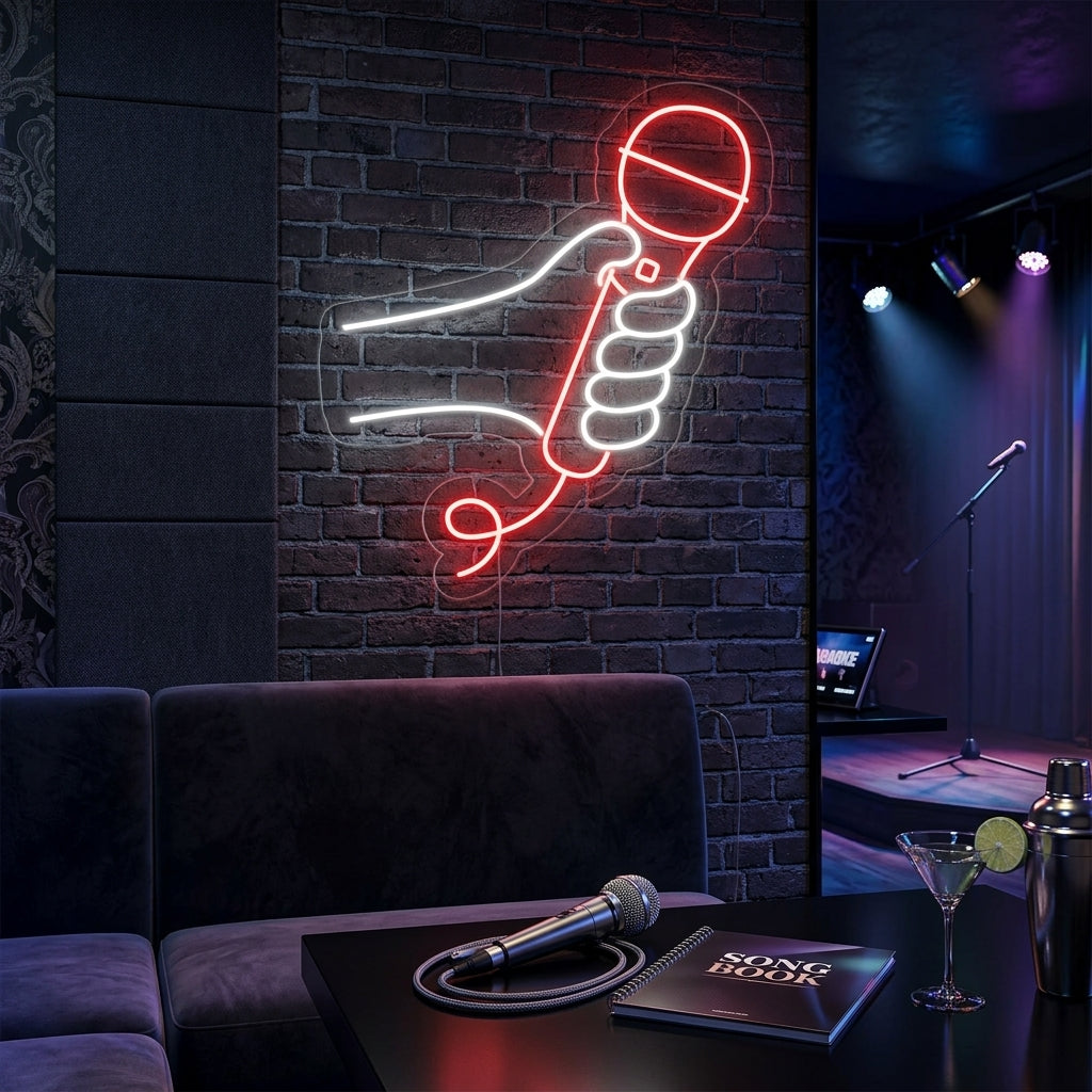 "Microfoon Karaoke" Neon Verlichting
