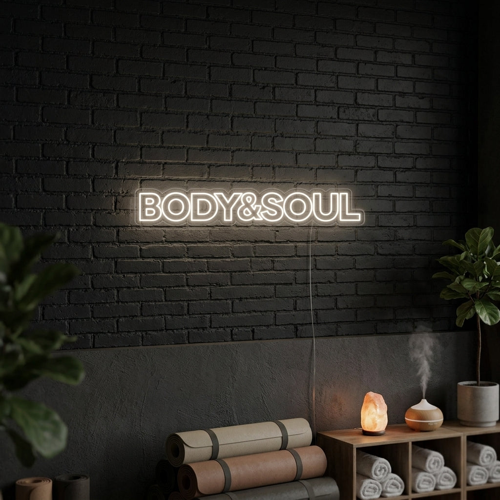 "Body And Soul, Sportschool Decor, Sportschool Quotes, Fitness Quotes, Workout Quotes" Neon Verlichting