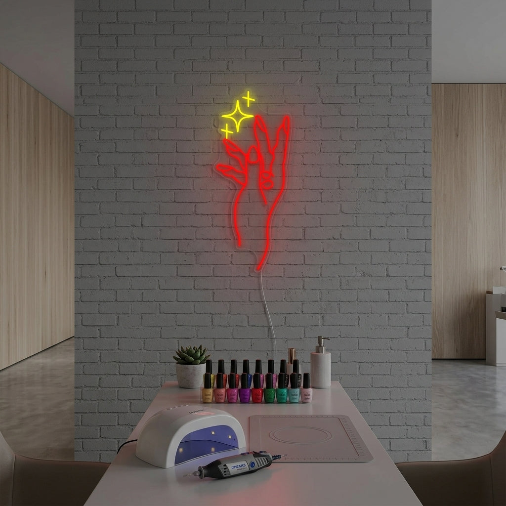 "Hand Nagel Manicure Winkel" Neon Verlichting