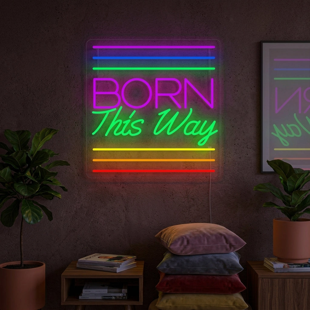 "Regenboogvlag Lgbt-Trots Uniek, Born This Way" Neon Verlichting