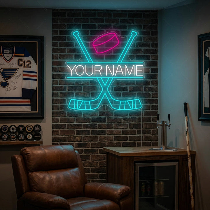 "Aangepaste gekruist Hockey Sticks" Neonbord