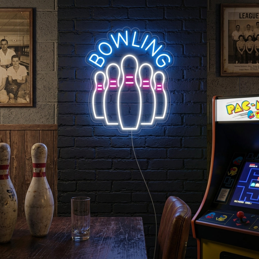 "Bowling, Bowlingflespinnen" Neon Verlichting