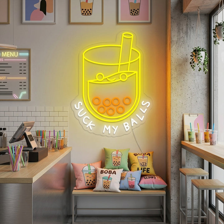 "Suck my balls, Boba-Tee, Boba-Liebhaber" Neon Verlichting