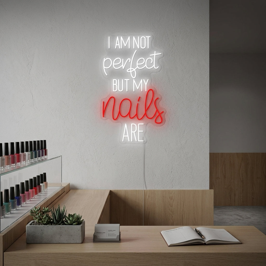 "I Am Not Perfect But My Nails Are" Neonbord
