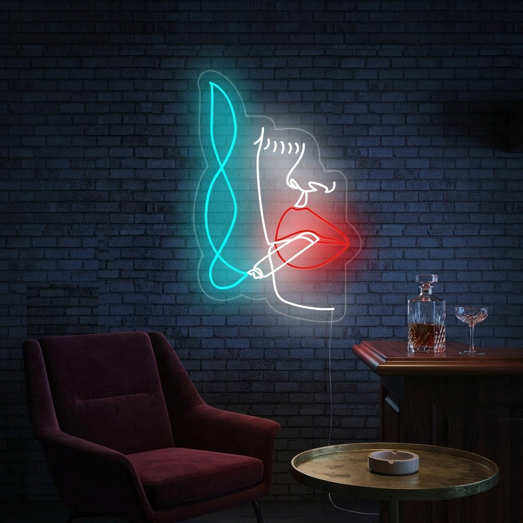 "Gezicht Van De Rokende Vrouw" Neon Verlichting