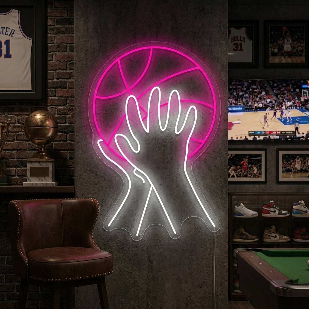"Basketbal schieten" Neonbord