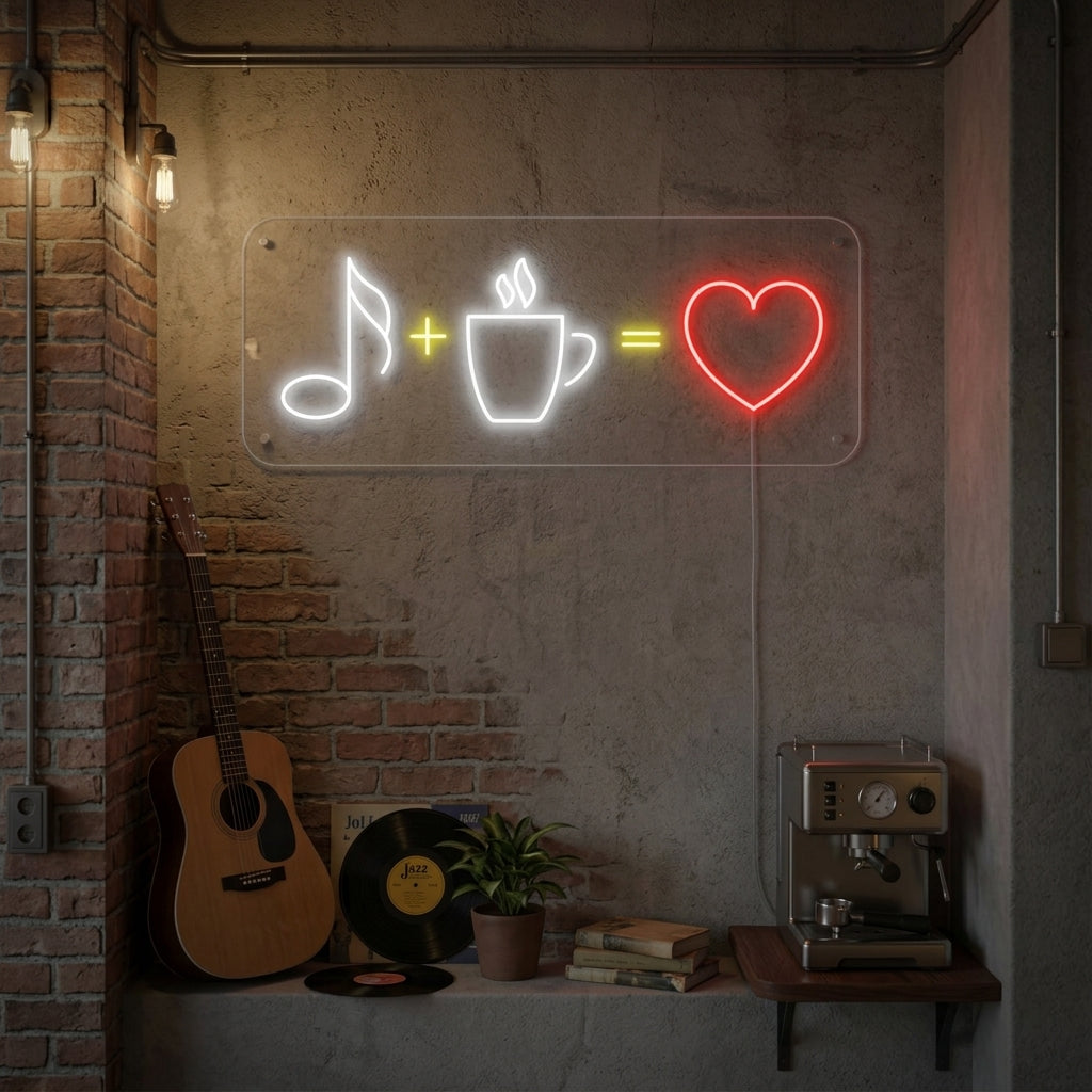 "Koffie Muziek Liefde" Neon Verlichting