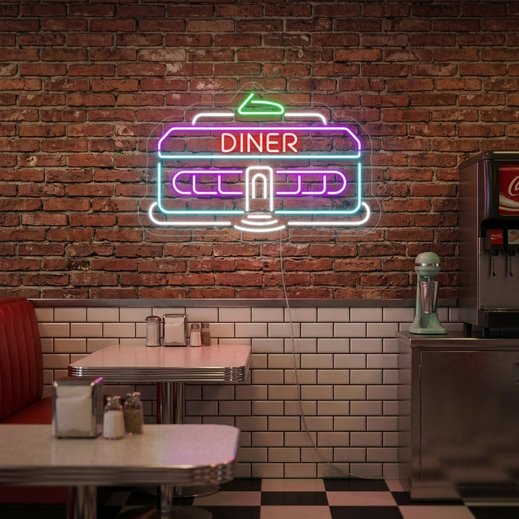 "Diner Auto 1950 Klassiek Retro Restaurant" Neon Verlichting